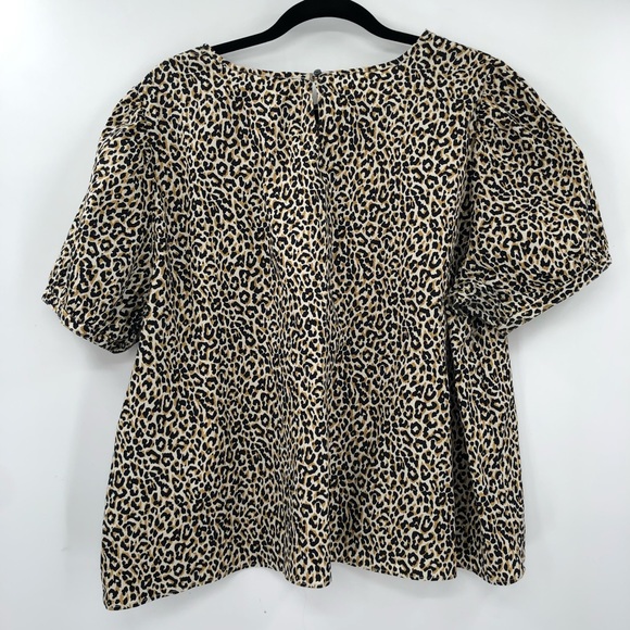 J.CREW Leopard Puff Sleeve Top Stretch Cotton Poplin Animal Print Plus Size 3X - Picture 6 of 8